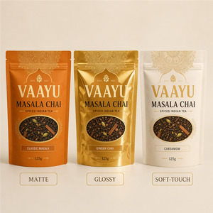 Sachets en plastique refermables à fond plat pour thé Masala Chai, emballage alimentaire pour thé Chai indien en vrac, idéal pour cadeau - Product Image 2