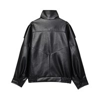 Manteau en similicuir à col montant uni pour femme, style européen et américain, tendance printemps, best-seller