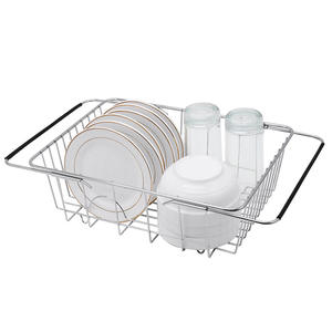 Panier d'égouttage d'évier <span class=keywords><strong>extensible</strong></span> en acier inoxydable OEM pour organisateur de cuisine étagère d'égouttage étagère étagère à plaques - Product Image 2