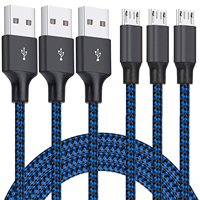 Câble micro USB, câble de chargeur Android Long cordon de synchronisation tressé en nylon et de charge rapide compatible avec Samsung Galaxy S7 S6 Edge