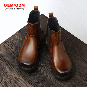 รองเท้าบูทเชลซีแบบสวม หนังวัวแท้ทอมือ OEM/ODM เพิ่มความสูง 4 ซม. กันน้ำ ระบายอากาศได้ดี กันลื่น เหมาะสำหรับขี่ม้า - Product Image 2