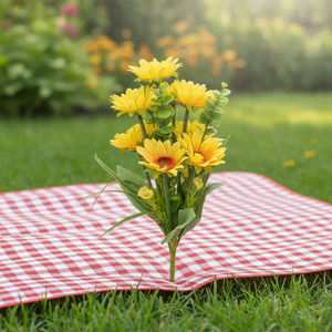 رؤوس عباد الشمس الصفراء عالية الجودة من الحرير الصناعي لصنع الأساور والربطات وديكور المنزل وعروض المسرح والحرف الزهرية - Product Image 6