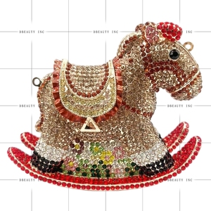Bolso de mano de noche con diseño de caballo balancín y pedrería para mujer, elegante y deslumbrante, ideal para fiestas y salidas nocturnas. - Product Image 4