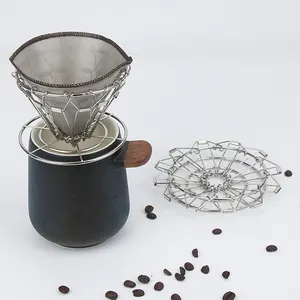 Folding Wire Coffee Cone Dripper Filter Basket Hand Drip Holder Reusable Stainless Steel Coffee Filter