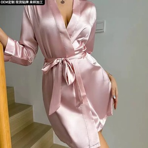 Pijamas de Verano para Mujer, Otoño/Invierno 2026, Comercio Exterior Transfronterizo, Nuevo, Bata de Baño con Cinturón para Mujer - Product Image 4