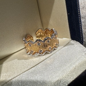 Anillo Abierto Vintage de Lujo con Diseño de Nicho, Plata de Ley S925 con Incrustaciones de Oro Blanco, Ideal para Regalo - Product Image 1