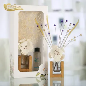 Dekoratif cam şişe parfüm difüzör yeni koku kurutulmuş çiçek aromaterapi kamış difüzör