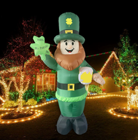 Modèle gonflable lumineux de vieil homme irlandais de 2,4 mètres pour la fête de la Saint-Patrick, décoration de fête en plein air, affichage de célébration