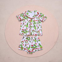 Ensemble de pyjamas personnalisés de haute qualité en bambou avec col en V pour filles, vêtements pour enfants en bas âge, pyjamas de Noël