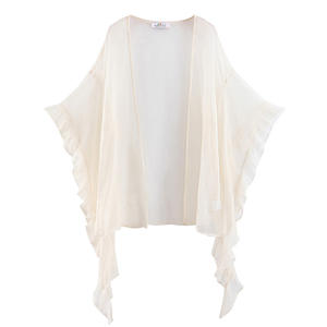 Cárdigan de Gasa para Mujer Happy Hut, Color Albaricoque, Talla Grande, Estilo Resort, Capa Transparente con Protección Solar N7016 - Product Image 3