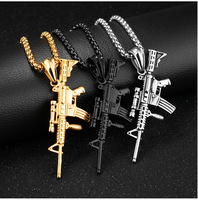 M4A1 couleur dorée en forme de pistolet pendentif Punk Gun Style mâle armes collier pour hommes corrente masculina bijoux