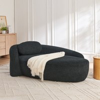 Fauteuil de relaxation ovale moderne, avec accoudoir latéral et coussin, fauteuil compact et peu encombrant pour salon et chambre - Noir