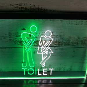 Moda nuovo Design Unisex uomo donna maschio femmina toilette bagno bagno doppio colore LED insegna al Neon