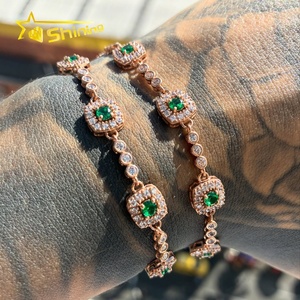 Bracciale Tennis Trendy da <span class=keywords><strong>Uomo</strong></span> in Argento <span class=keywords><strong>925</strong></span> con Moissanite Brillante, Placcato Oro Rosa, Stile Hip Hop con Diamanti a Quadrifoglio - Product Image 4