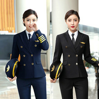 Vêtements de travail personnalisés Vêtements de vol Uniformes d'équipage de ligne aérienne et uniformes de combinaison de pilote bleu noir