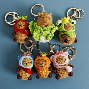 Oferta Especial: Exquisito Adorno de Bolso de Lana Tejido a Crochet, Creativo y Lindo Llavero Colgante de Capibara Transformable para Mi Hija - Product Image 1