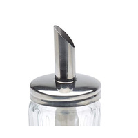 Distributeur de sucre en verre, verseur de sucre, 12 oz avec couvercle en acier inoxydable, pot en verre, couvercle à clapet en acier inoxydable