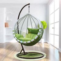 Fauteuil suspendu en rotin PE de haute qualité, moderne, pour l'extérieur, avec support métallique et siège robuste, pour 1 à 2 personnes, intérieur/extérieur