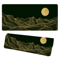 Tapis de souris XXL personnalisé Golden Mountain Line, base en caoutchouc antidérapante, sublimation, bords cousus, tapis de bureau pour ordinateur portable