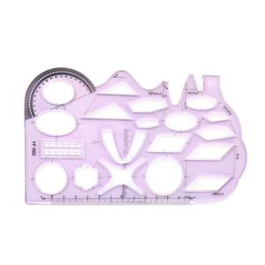 Regla de Dibujo Multifuncional de Plástico, Plantilla con Funciones Geométricas para Uso Escolar - Product Image 1