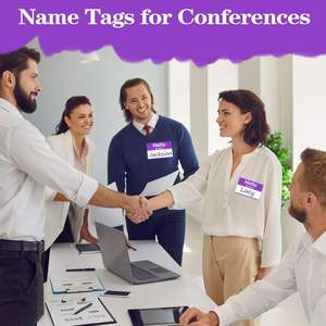 200 Etiquetas de Papel Rectangulares Laminadas con Nombre, Pegatinas Adhesivas Moradas con la Frase 'Hola, Mi Nombre Es', para Oficina/Escuela/Profesores/Correo (35" X - Product Image 6