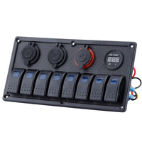 Panel de Interruptores Basculantes de 8 Canales para Coche, 12V/24V CC, Encendido/Apagado, con Material ABS/Aleación/Cobre, 720W de Potencia Máxima, Negro, 60A, Todoterreno