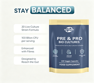Capsules OEMPre & Pro-Bio Cultures 100 milliards d'UFC 20 souches vivantes Complexe prébiotique FOS Inuline Supplément pour la santé intestinale 120 unités - Product Image 2