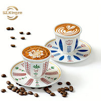 Ensemble tasse et soucoupe à espresso en céramique Kingze, fait main, 100 ml, style moyen-oriental, tasses arabes Cawa Qahwa