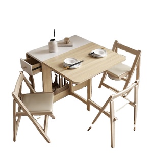 Set Tavolo da Pranzo Pieghevole Stile Crema, Tavolo e Sedie Multifunzionali Semplici per Casa, Ideale per Piccoli Spazi - Product Image 2