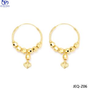 JXX Nuevos Pendientes de Aro de Oro de 24K de Lujo con Cuatro Cuentas Colgantes en Forma de Corazón, Accesorios para Mujer, Joyería para Bodas y Banquetes - Product Image 6