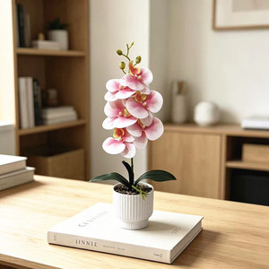 Orchidée Phalaenopsis artificielle Paulon, plante en pot de 42 cm de haut, décoration d'intérieur, accessoire de mariage - Product Image 3