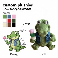 Peluche personnalisée en gros, gilet en jean doux, souvenirs de parc à thème crocodile, jouet Yoda au crochet, jouet ballon de campagne, peluche Fiddy personnalisée