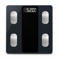 Balance connectée Bluetooth intelligente pour la composition corporelle, verre trempé gris foncé, écran LED dissimulé pour une pesée de précision à domicile, appareil professionnel pour salle de bain