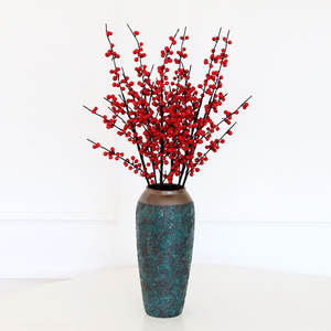 Arreglo Floral de Bayas Rojas Artificiales, Fruta de la Fortuna de América del Norte, Decoración Navideña de Alta Simulación para Sala de Estar - Product Image 2