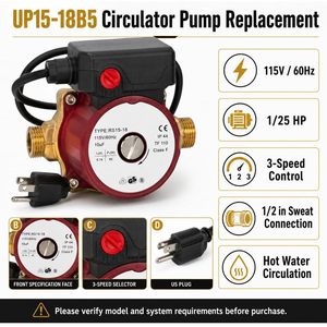 Pompe de recirculation d'eau chaude Sezhylauo 115V 1/25 CV 3 vitesses, circulateur avec raccords à soudure 1/2 pouce, pièces de chaudière - Product Image 3