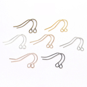 Kim loại mạ điện chín hình cong Tai Hooks DIY handmade trang sức phụ kiện Lỗ Bóng đầu bông tai S Tai pins bán buôn - Product Image 3