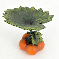 Handgeschilderd gietijzeren pompoen lotusblad vogelvoederbak voor buiten, binnenplaats vogelvoeder, blad fruit schaal decoratie