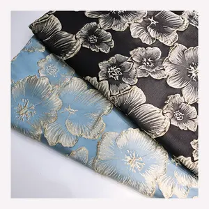 Yüksek kalite 100% Polyester dokuma özelleştirmek moda 3d altın çiçek ipliği boyalı Brocade jakarlı kumaşlar için elbise
