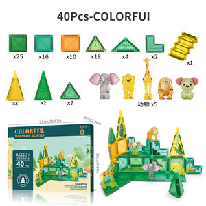Blocchi di costruzione magnetici educativi per bambini a tema animale foresta set di blocchi di costruzione di varie forme all'ingrosso della fabbrica - Product Image 1