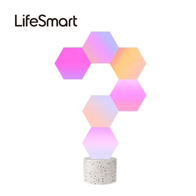 LifeSmart for Cololight Pro 12V Hexagon Wall Party Light LED Remote Control Color Change with Music 6 Pcs Light Panels