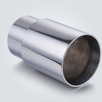 Embout d'échappement en acier inoxydable, entrée 3 pouces, sortie 3,5 pouces, 5,9 pouces, finition chromée polie miroir à degrés de pente, universel, à fixation par collier