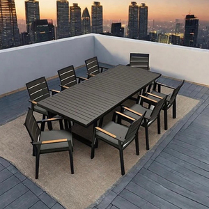 Sang trọng khách sạn Patio đồ nội thất ngoài trời mở rộng bàn ăn và ghế đặt khung nhôm bền đồ gỗ ngoài trời - Product Image 3