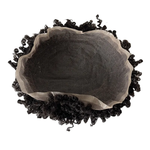 Perruque pour hommes Full Lace pièce de rechange système de cheveux indien réel cheveux humains mâle remplacement 6mm torsion <span class=keywords><strong>afro</strong></span> printemps curl toupet - Product Image 3