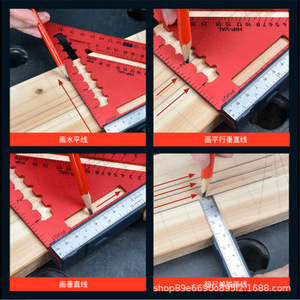 Camp Nou Triangular Ruler 30 Cm Metal High Precision For Woodworking - Product Image 3