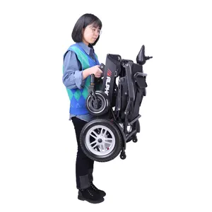 공장 맞춤형 알루미늄 합금 휴대용 경량 전동 휠체어 소형 접이식 전동 휠체어