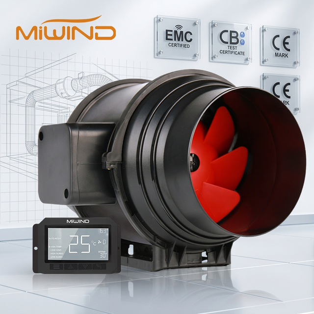 OEM Customized Duct Fan Silencer Controller Low Noise 35-39dB EC Brushless Motor Quick Heat Dissipation Air Circulation Plastic