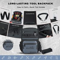 Sac à outils MELOTOUGH pour hommes, 30 poches multi-rangements, sac à dos avec bretelles double forme, gris