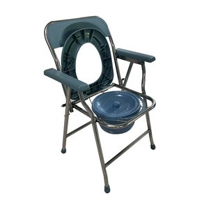 Portable Toilet <b>Chair</b> For Elderly And Pregnant Women Stainless Steel Foldable <b>Commode</b> With Lid And Armrests - Product Image 1