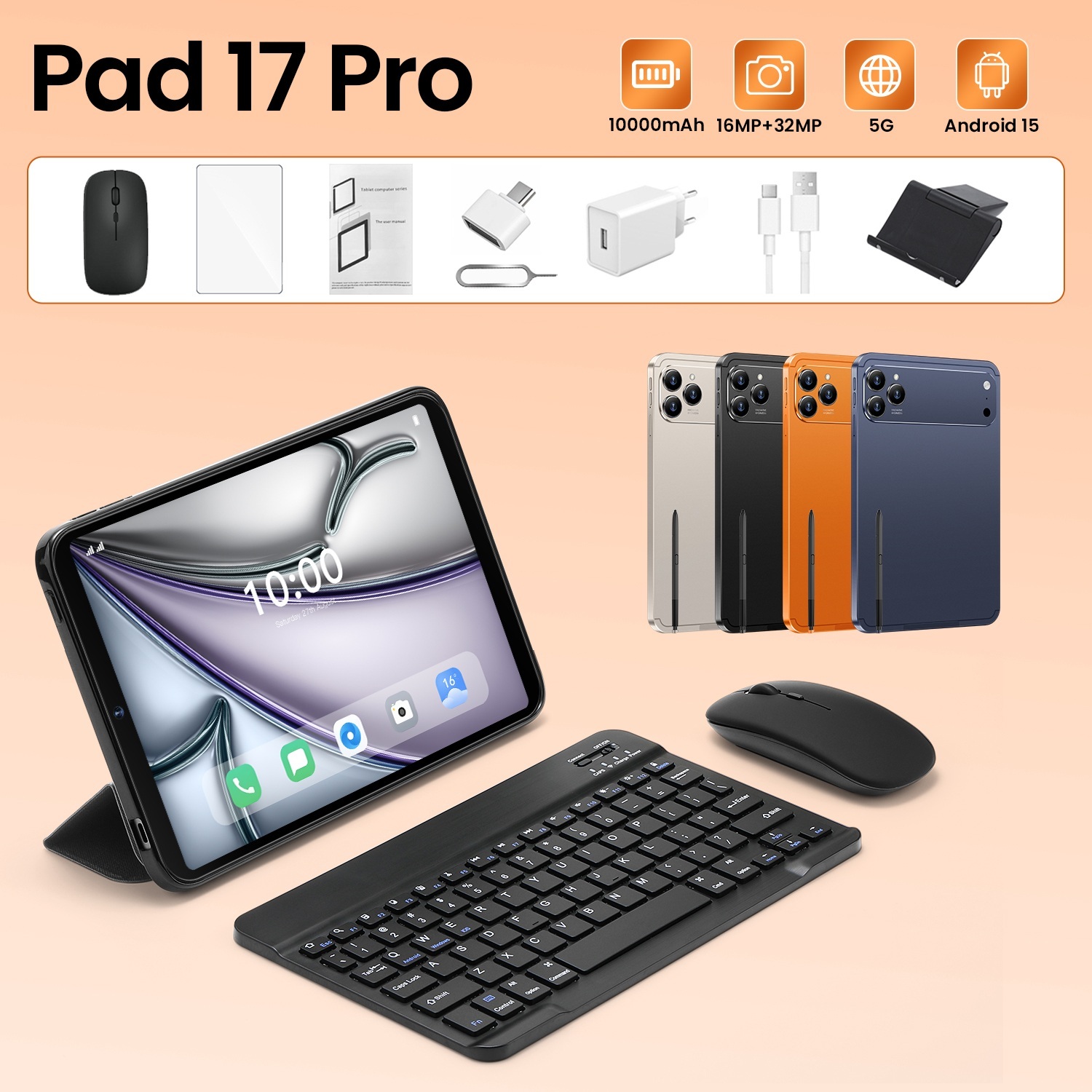 Pad 17 Pro 5G Android Tablet - 10.1-Inch Dual SIM with 32MP Camera