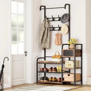 Multifuncional moderno esquina chica entrada salón árbol minimalista independiente hierro diseño Metal percheros con almacenamiento <span class=keywords><strong>de</strong></span> zapatos - Product Image 5